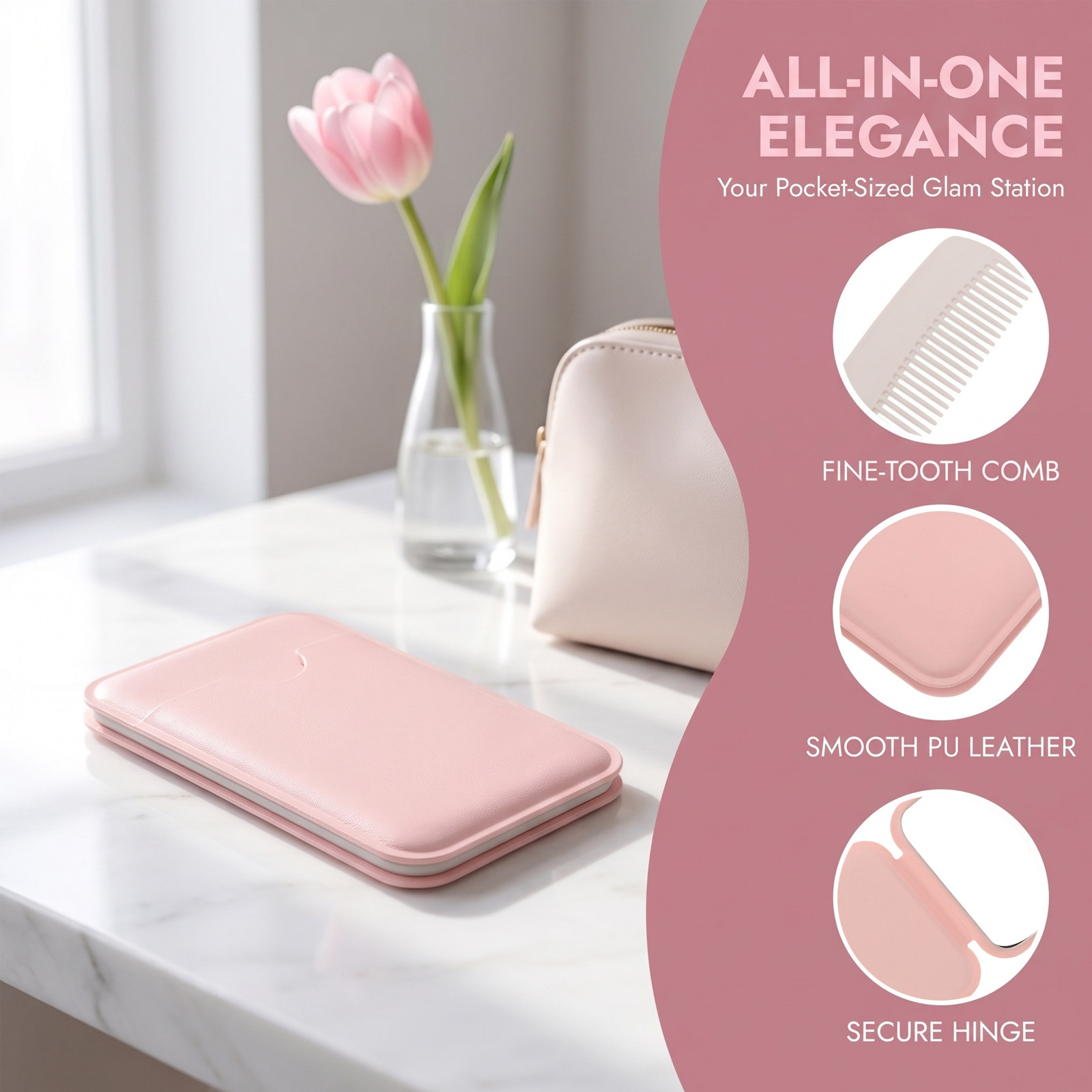 2Pcs Folding Mirror Comb Set S - Beauty Makeup Vanity Set recension och pris