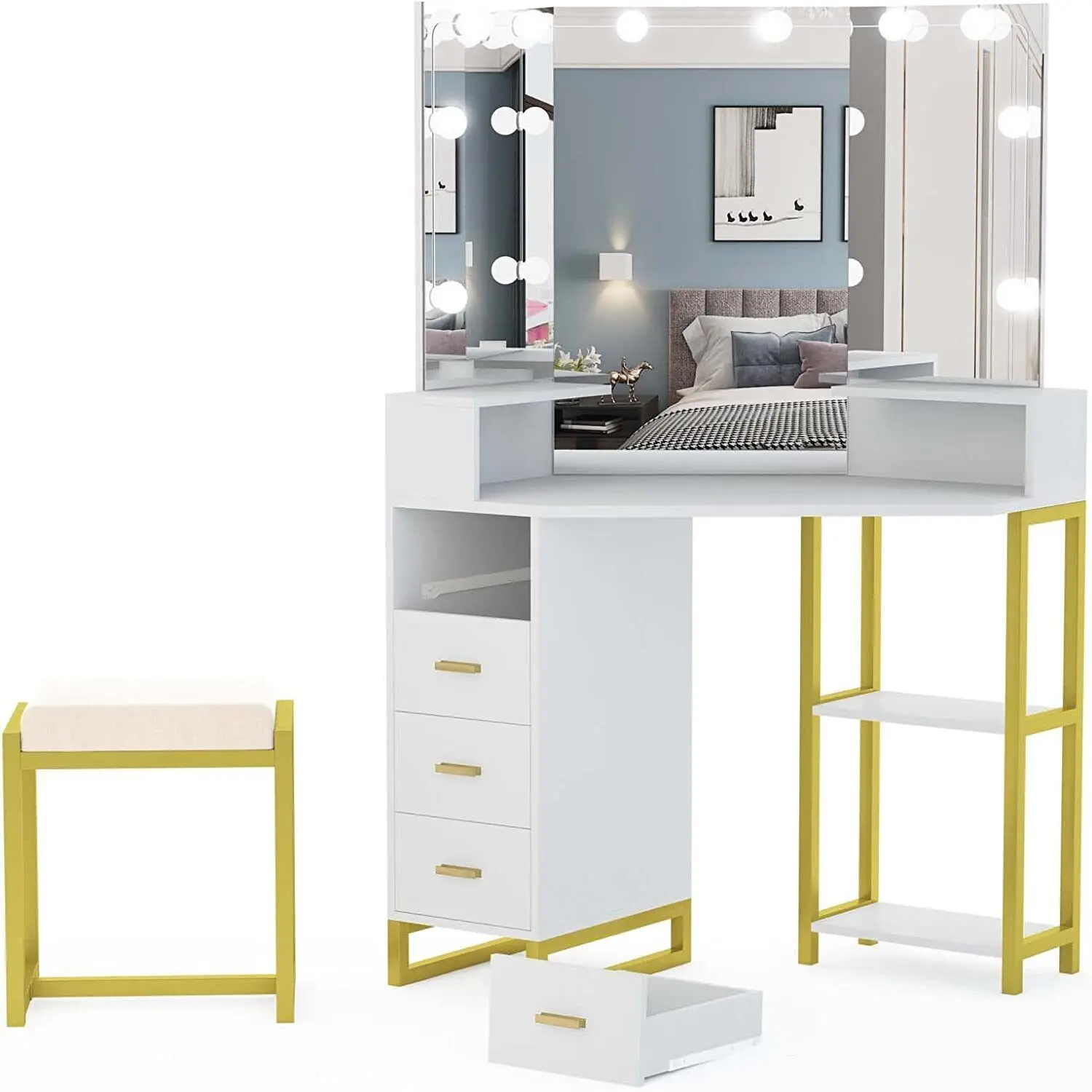 Beauty Vanity Set with LED Lig - Beauty Makeup Vanity Set recension och pris
