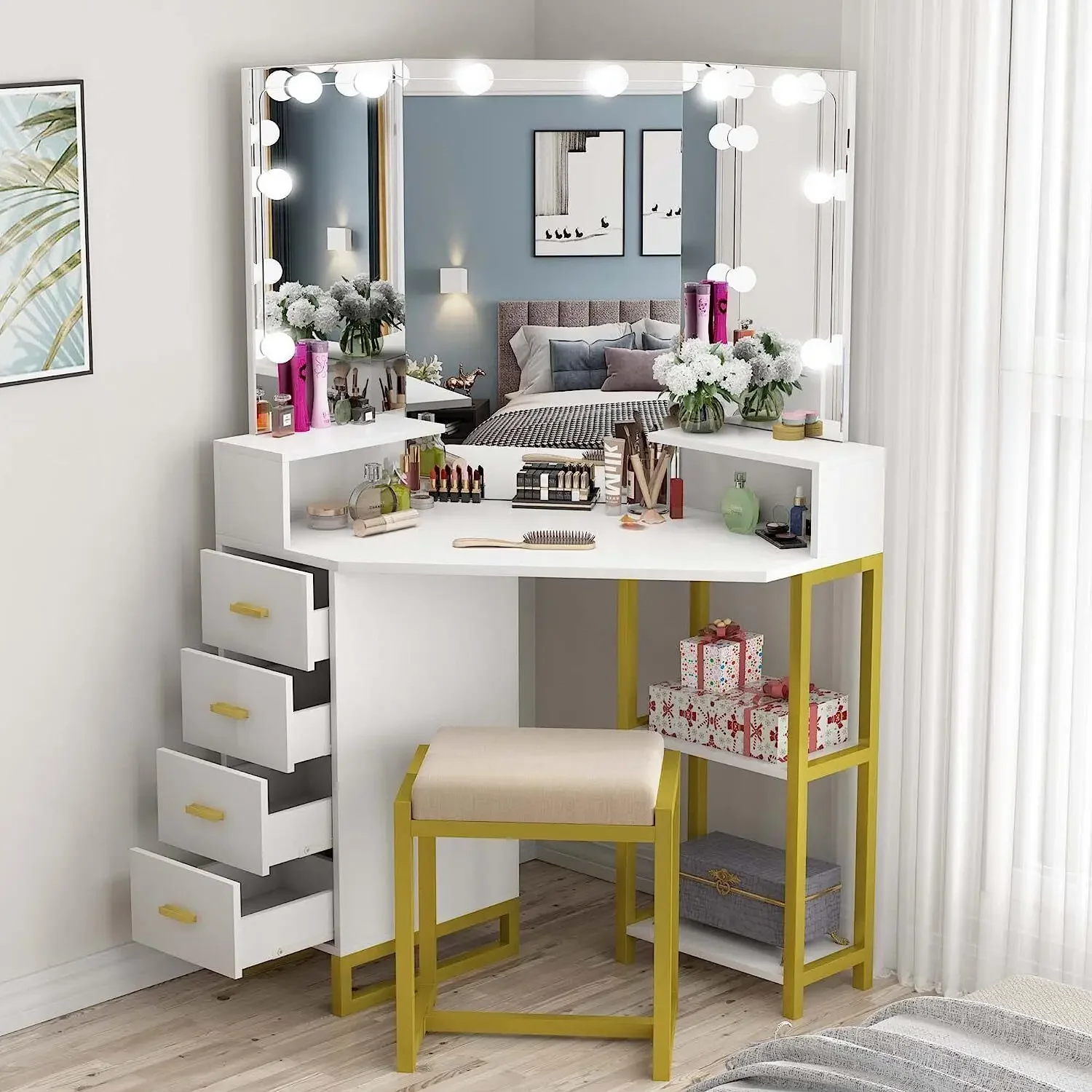 Beauty Vanity Set with LED Lig - Beauty Makeup Vanity Set recension och pris