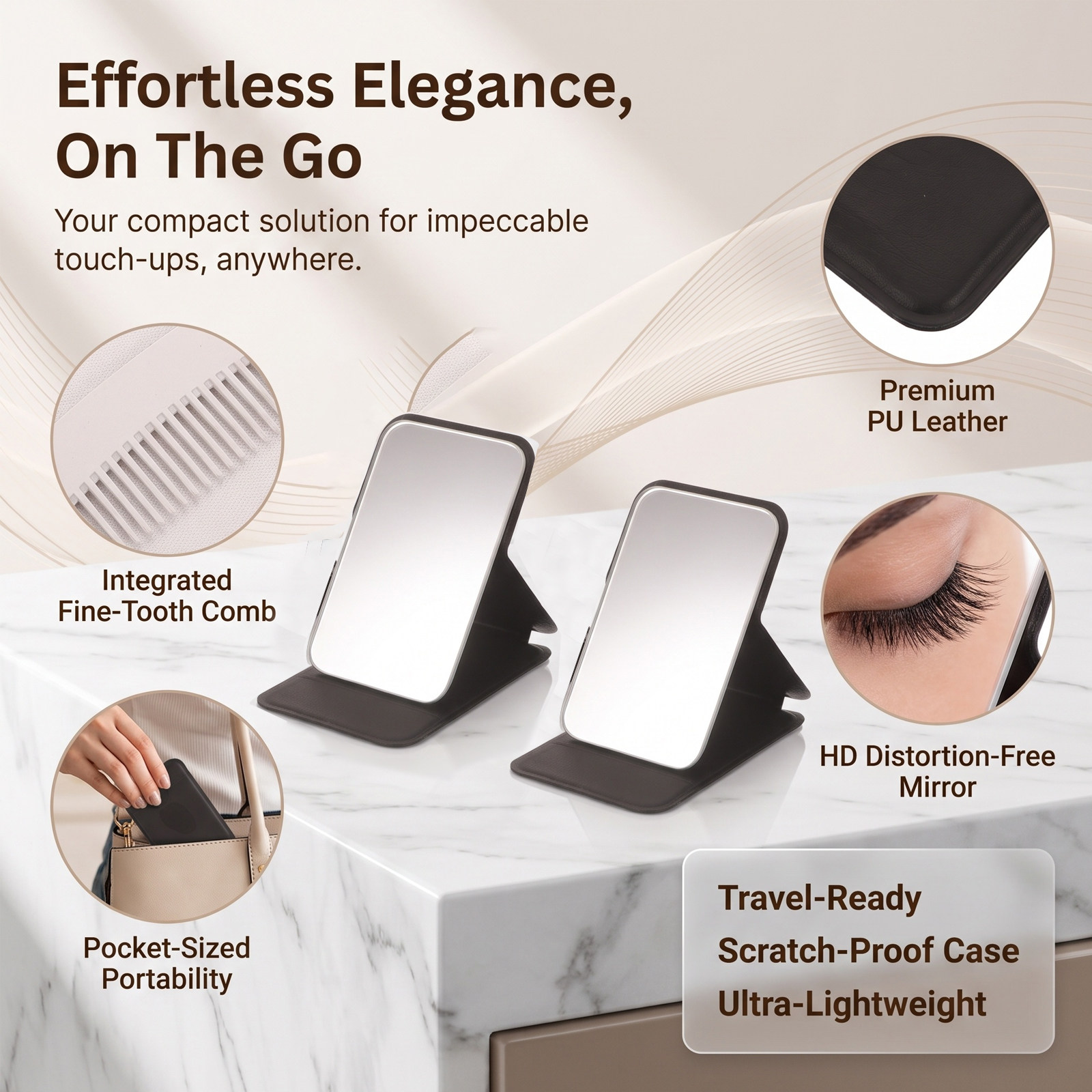 2Pcs Compact Makeup Mirror Com - Beauty Makeup Vanity Set recension och pris