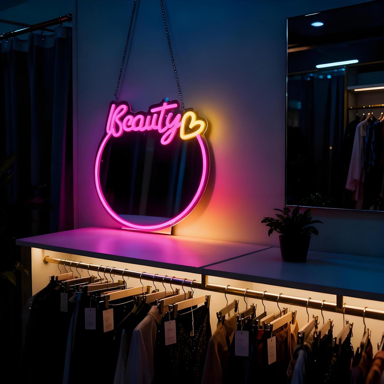 Beauty Mirror Neon Sign USB Di - Beauty No Makeup recension och pris